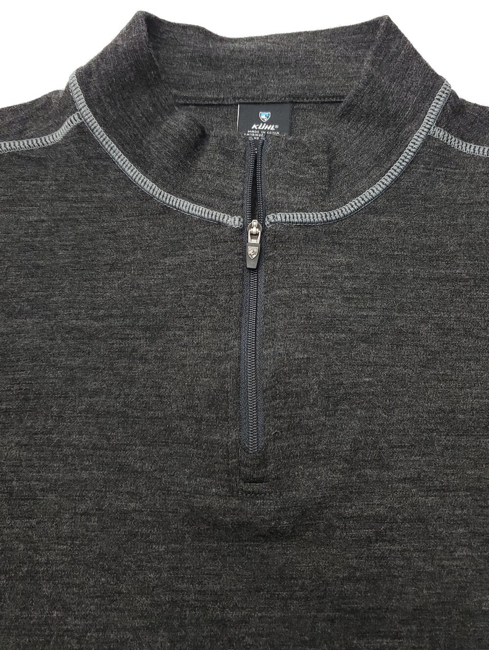 Kuhl Team Sweater Mens Size Large Merino Wool Gray 1/4 Zip Warm Hiking Outdoors - Picture 7 of 10